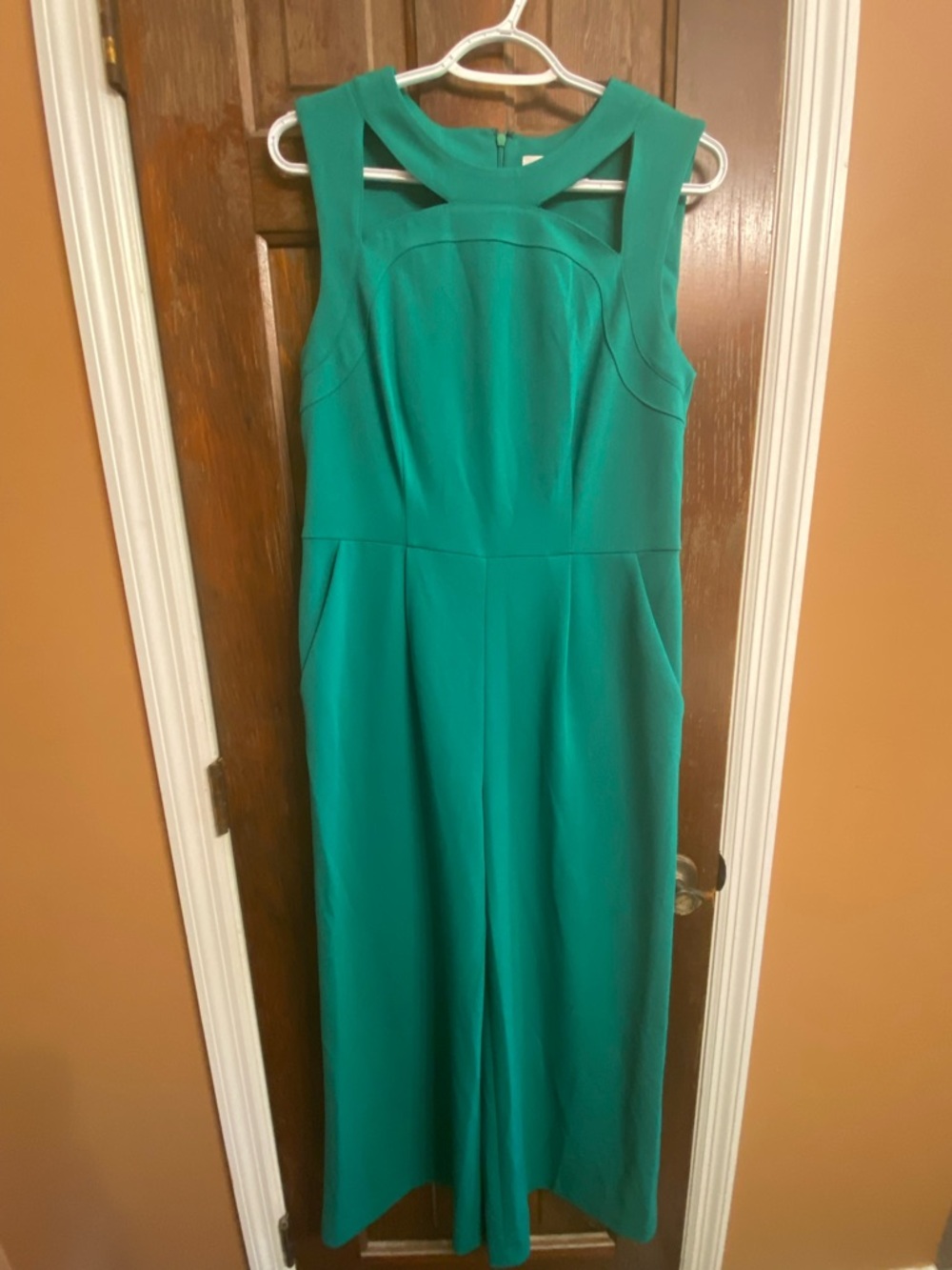 Calvin Klein Green Cutout Neck Long Jumpsuit